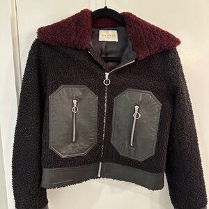 Sandro Cropped Black Sherpa Jacket